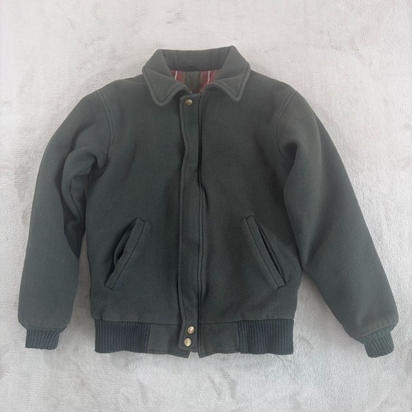 L.L. Bean Other - Vintage LL BEAN Bomber Jacket in Military Green 100% Wool Full Zip Men Small USA